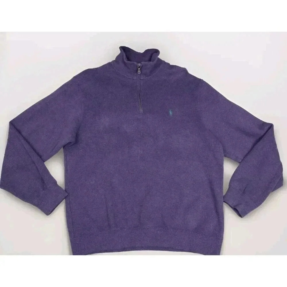 Polo Ralph Lauren Men's Vintage Purple Estate Rib Quarter Zip Sweater size L